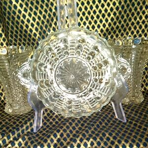 Anchor Hocking Elegant Clear Glass Bowl and 2 vase Set